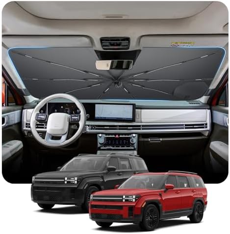 for Car Windshield Sunshade Umbrella 2024-2026 Hyundai Santa Fe Custom Fit Windshield Sun Protector Cover 6-Layer Heat-Resistant Fabric, Ultra-Strong Fiberglass Frame (for 2024-2026 Santa Fe) by BSTW