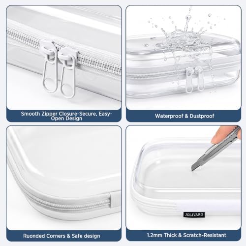 Clear Hard Shell Zipper Case Makeup Storage Organizer Pouches TSA Approved | Travel organizer bags for toiletries, cosmetics, electronics & diaper bins. Multi-size for office, camping, beach & home - Image 6
