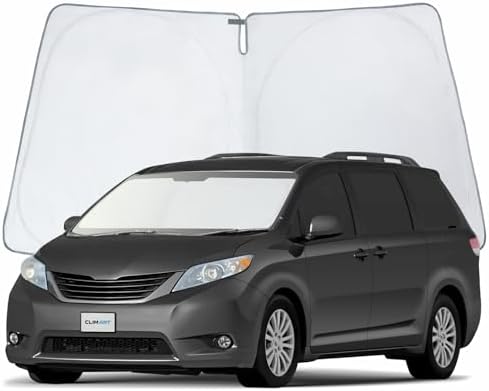 CLIM ART Windshield Sun Shade for Toyota Sienna 2011-2020, Custom-Fit Foldable Car Sunshade, Vehicle Sun Protector, Front Auto Windshield Cover, Car Accessories - WS8003 by CLIMART