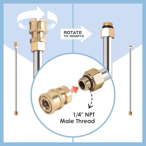 SEPLY Pressure Washer Extension Wand Upgrade, 9 Pack Power Washer Lance with 6 Nozzle Tips, 30°,90°,120° Curved Rod, 1/4" Quick Connect, 4000 PSI - Image 6