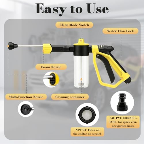 Car Wash Foam Gun for Garden Hose, Car Foam Cannon with 3 Spray Modes - Image 4