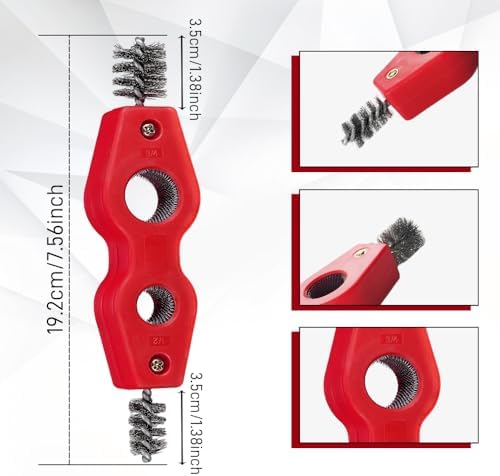 4 in 1 Car Battery Cleaning Brush, Battery Terminal Cleaner, Anti-Rust Auto Battery Cleaner with Steel Wire, Car Accessories Vehicle Machine Parts Clean Tools for Most Vehicles (Red) - Image 2