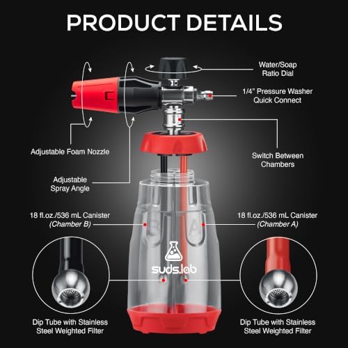 Suds.Lab F11 Dual Chamber Foam Cannon for Pressure Washer, 36 oz Snow Foam - Image 3