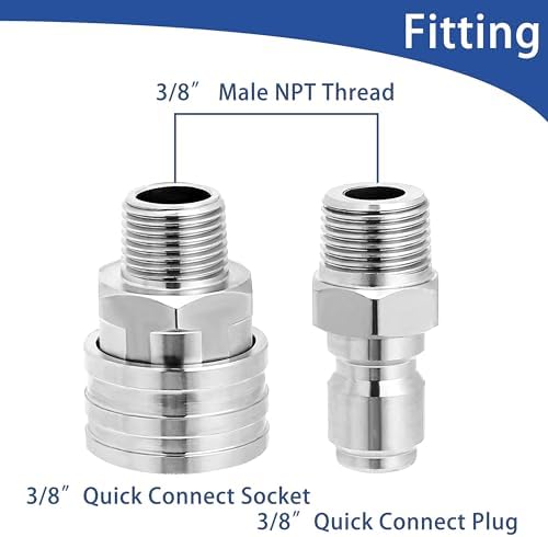 M MINGLE Pressure Washer Adapter Set, 2 Sets 3/8" NPT Quick Connect Fitting (Pack of 2) - Image 2