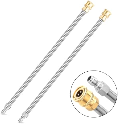 Pressure Washer Extension Wand, 2 Pack 17 Inch Stainless Steel Heavy Duty Wands with 1/4 Inch Quick Connect, Fits Most Pressure and Power Washers by EARLEASDirect