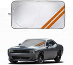 Front Windshield Sun Shade Fit for Dodge Charger Challenger Durango Journey Universal Fit to All Dodge Cars Foldable Sun Visor Protector Custom Fit Dodge Window Sunhade (Orange Trim) by YOSRTER