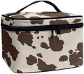 Brown Cow Print Makeup Bag for Women Lightweight Travel Makeup Bag With Handle Womens Cosmetic Makeup Organizer Vanity Case for Holiday Trip by Unknown