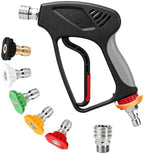 Pressure Washer Short Gun, 5000 PSI/10.5 GPM High Power Washer Spray Gun with 5 Nozzle Tips, 3/8'' Swivel Quick and M22-14mm Connect for Foam Cannon Car Wash by SEPLY