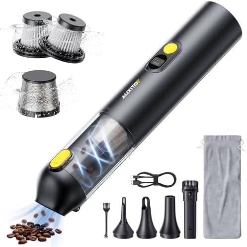 AUXITO Car Vacuum Portable Cordless 14000Pa Suction, Handheld Vacuum Blow & Suction 2 in 1, Small Vacuum Cleaner Hand Held Vacuum for Car, Home, Pet, Office, Ideal Gifts for Men & Women (Black) by AUXITO
