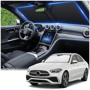 Windshield Sun Shade for Benz C-Class 2008-2024 2025 Sunshade Front Window Shade Custom Fit C-Class W205 C250 C300 C400 SLK SLS CLA CLS CL-Class Sun Visor Foldable Shade Blocks UV Rays Accessories by AuyNeas