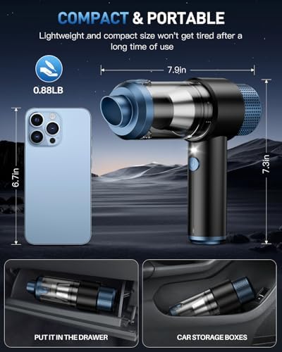 CFBF Handheld Car Vacuum Cordless Rechargeable, 15000PA Mini Vacuum Cleaner - Image 7