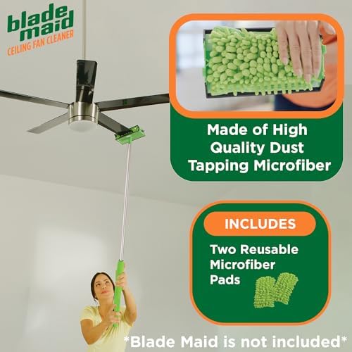 Blade Maid Replacement Microfiber Pads | Reusable, Machine Washable Pads for Blade Maid Ceiling Fan Cleaner with Extendable Pole for High Ceilings, Corner Cleaning Tool | Size 4.9" x 7.7" (Pack of 2) - Image 2