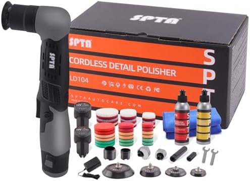 SPTA Cordless Mini Car Polisher 12V Scratches Killer Car Polisher RO/DA Cordless Polisher with Polishing Pad for Polishing, Sanding and Cleaning (Sets 1) by SPTA