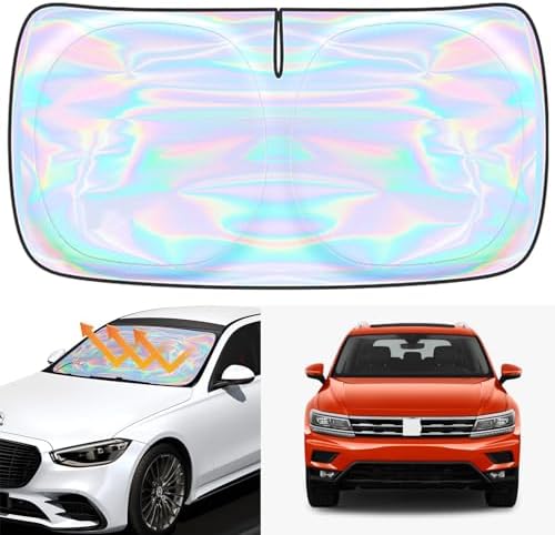 Windshield Sun Shade for Volkswagen Tiguan 2018-2025 - 4 Layers Sunshade Compatible with Volkswagen Tiguan Foldable Front Window Sunshade Sun Visor Protector Block UV Rays Keep Your Car Cooler by Unknown