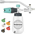 Sooprinse Pressure Washer Foam Cannon with Dual Connector Accessory, Power Washer Soap Cannon with Double Tip Attachment, 5 Power Washer Nozzle Tips, 1/4" Quick Connect, 4000 PSI by Sooprinse