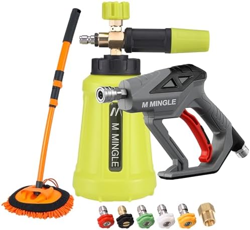 M MINGLE Pressure Washer Foam Cannon Kit, Car Wash Brush with Long Handle by MMINGLE