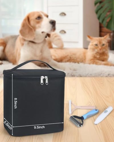 Meiiy Pet Grooming Bag, Dog Cat Grooming Supplies Organizer Bag Pet Hair Removal Trimming Cleaning Tool Kit Storage Bag (Black) - Image 5