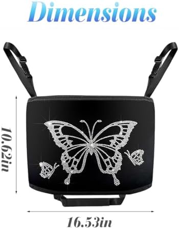 Rhinestone Leathe Purse Net Pocket Handbag Holder - Bling Netting Bags for Car, Pet, Kids Barrier (Black) - Image 6