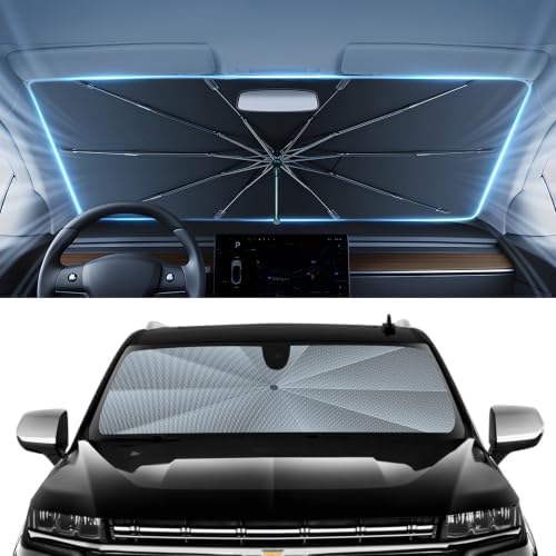 Autorder Umbrella Windshield Sun Shade for 2021-2026 Chevy Suburban/GMC Yukon XL Sunshade Accessories,Upgraded Ice Crystal Material, Windshield Front Window Shade, Foldable Block UV Rays Keep Car Cool by Autorder