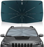 Autorder Windshield Sun Shade Umbrella for 2014-2023 Jeep Cherokee SUV Accessories,Upgraded Ice Crystal Material,Easy Setup Umbrella Sunshade for Car Windshield,100% Sun Blocking by Autorder