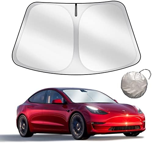 Upgraded Sunshade, Improved UV Protection Fabric, Foldable Front Sun Shade, Custom Accessories for Tesla Model 3/Y/Y Juniper 2016 to 2026 by ChiranoBestValuableStuffs