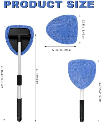 Car Window Cleaner, Car Cleanser Brush, Car Accessories Car Cleaning Supplies Tools, Car Cleaning Kit with Extendable Handle, Microfiber Cloth, Spray Bottle, Fits All Cars (Blue) - Image 3