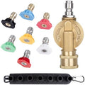 Pressure Washer Pivoting Coupler Kit - 240 Degree Rotation, Includes Gutter Cleaner Attachment, 7 Spray Nozzle Tips with Holder,1/4" Quick Connect - 4500 PSI by MARSTEK