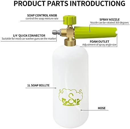 ESP Foam Cannon Snow Foam Lance Pressure Power Jet Washer Quick Release Adjustable Nozzle with 1 Liter Bottle Washing Mitts 1 Towel - Image 2