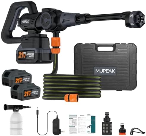 Cordless Power Washer 1500PSl, Battery Power Washer, Black by MUPEAK