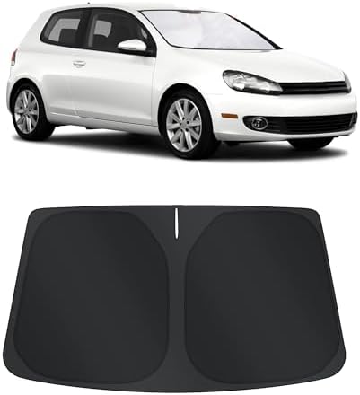 TINGLU Sun Shade for Volkswagen VW Golf/Rabbit/GTI/R32 MK6 5K 2009-2014 Accessories Windshield Sun Shade Window Shade UV Rays Protection Sun Visor Cover with Steering Wheel Sunshade Storage Bag by TINGLU