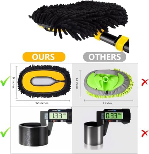 43'' Car Wash Brush with Long Handle Chenille Microfiber Car Wash Kit Mitt Retractable Bent Pole Car Wash Mop for Cars RV Truck Boat (yellow-01) - Image 5