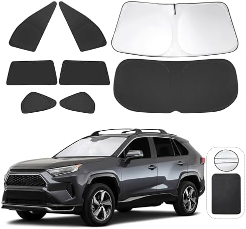 TINGLU Window Shades for Toyota RAV4 2019-2025 2026 Accessories Car Side Full Windows Rear Triangular Windshield Sun Shade Sun UV Rays & Privacy Protection for Camping,Napping,and Relaxing 8PCS by TINGLU