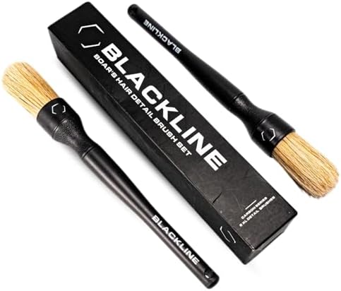 Blackline Car Detailing Brush Set, 2 Pack - Boars Hair Bristles, Interior by BlacklineCarCare