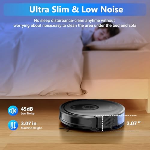 Tikom Robot Vacuum and Mop Combo, 5000Pa Robotic Vacuum Cleaner, 150 Min Max, App & Remote Control, Ideal for Hard Floor, Carpet, Pet Hair, Self-Charge(G8000 Max) - Image 6