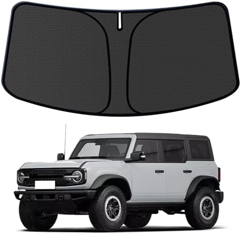 Bronco Customized Windshield Sun Shade for 2021-2025 2026 Bronco 2/4Door (Not for Bronco Sport) Front Window Sunshade Visor Protector Foldable Blocks UV Rays Keep Car Cooler Accessories by aatoppus