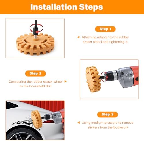 Gomake Eraser Wheel Decal Remover Tool Kit Rubber Eraser Wheel for Drill - Image 5