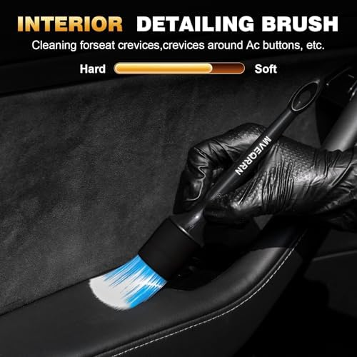MVEQRRN 10PCS Car Detailing Brush Set,Boars Hair Detail Brush Kit(Black) - Image 4