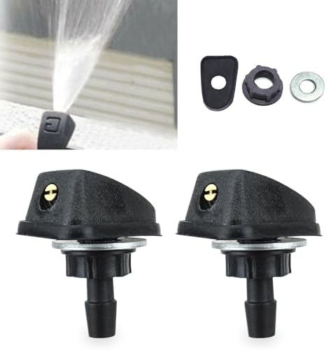 Pack-2 Car Front Windshield Washer, Automotive Wiper Nozzles, 0.31" Sprayer Head Replacement Parts, Single Hole Adjustable Fan-shaped Kit, Universal for Most Cars, Trucks (Black) by GKmow