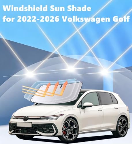Windshield Sun Shade for 2022-2026 Volkswagen Golf MK8 Upgrade, 4-Layer 240T Foldable UV Block Car Accessory to Cool Interior - Image 2