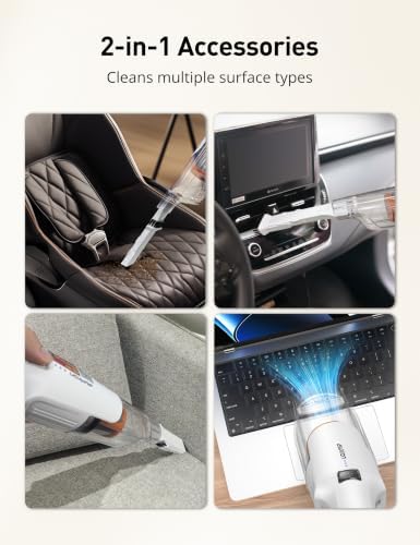 Aspiron Cordless Handheld Vacuum, 24KPA Powerful Car Vacuum, 2-Speed, 2 Charging Methods, Wireless Charger, Ergonomic Handle, Portable Rechargeable Vacuum Cleaner for Car, Home, Ivory - Image 5