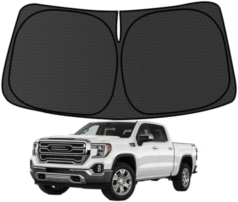 Customized Windshield Sun Shade for Chevrolet Chevy Silverado/Sierra 1500 2500 3500 2019-2026 Blocks UV Rays Accessories,1:1 Tailored Foldable Thickened Wear-Resistant Front Window Sunshade Visor by aatoppus