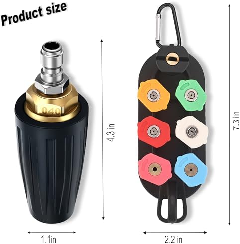 Selkie Turbo Nozzle for Pressure Washer, 4000 PSI Rotating Turbo Nozzle 1/4" Quick Connect, 7 Pieces Spray Nozzle Tips & Nozzle Holder, Additional 1.1 mm Orifice Nozzle - Image 2