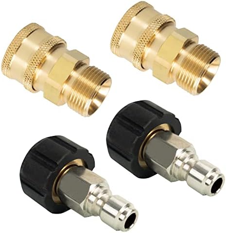 LIULO TOOL 4 Pack Pressure Washer Quick Connect Kit, Quick Disconnect Kit, Metric M22 14mm to 3/8" Quick Connect Kit, 5000 PSI by LIULOTOOL