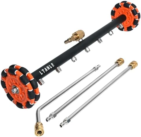 2-in-1 Can Move Horizontally Pressure Washer Undercarriage Cleaner Water Broom，23" Surface Cleaner Power Washer Attachment with 7 Nozzles 3 Extension Rods andSpare Wheel，4000 PSI by Unknown