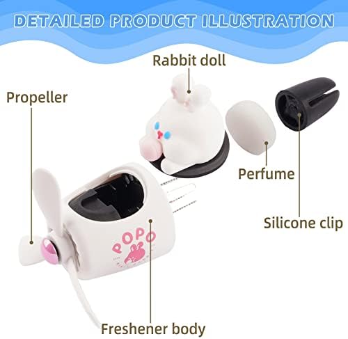Car Air Freshener Cute Cartoon Rabbit Pilot Car Diffuser Rotating Propeller Automotive Air Outlet Fan Creative Car Perfume Decoration Cool Car Accessories - Image 2