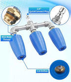 Triple Turbo Nozzle Pressure Washer, 3-in-1 Power Washer Turbo Nozzle with 1/4" Quick Connect, 360° Rotating Pressure Washer Tip - 4800 PSI, 4-6 GPM, 2.0 Orifice, Blue - Image 4