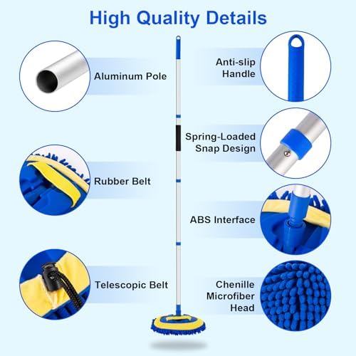 62" Car Wash Brush kit with Long Handle & Scratch-Free Refill Head - Image 4