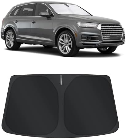 TINGLU Sun Shade for Audi Q7 SUV 2016-2024 2025 Accessories Windshield Sun Shade Window Shade UV Rays Protection Sun Visor Cover with Steering Wheel Sunshade Storage Bag by TINGLU