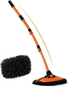 57'' Car Wash Brush with Long Handle Chenille Microfiber Car Wash Kit Mitt Retractable Bent Pole Car Wash Mop for Cars RV Truck Boat (Orange-2) by NEZENO