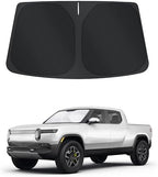 TINGLU Sun Shade for Rivian R1T 2022-2025 2026 Accessories Windshield Sun Shade Window Shade UV Rays Protection Sun Visor Cover with Steering Wheel Sunshade Storage Bag by TINGLU